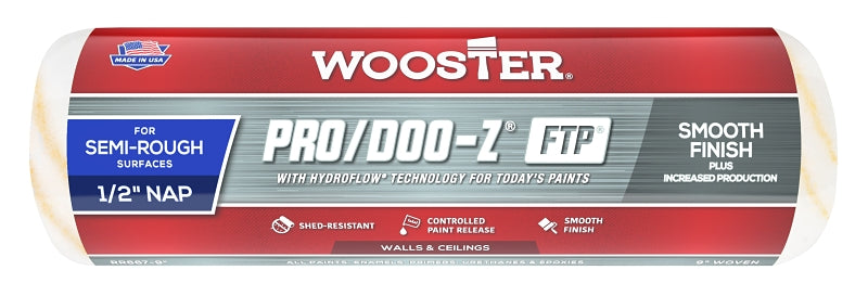 Wooster Brush RR667-9 Inch Pro Doo Z FTP Roller Cover, 1/2-Inch Nap