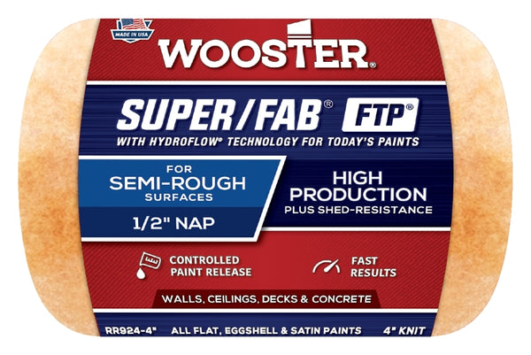 The Wooster Brush Company RR924-4 Super Fab FTP Roller Cover 1/2-Inch Nap