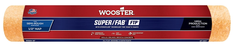 Wooster Brush RR924-18 Inch Super Fab FTP Roller Cover, 1/2-Inch Nap