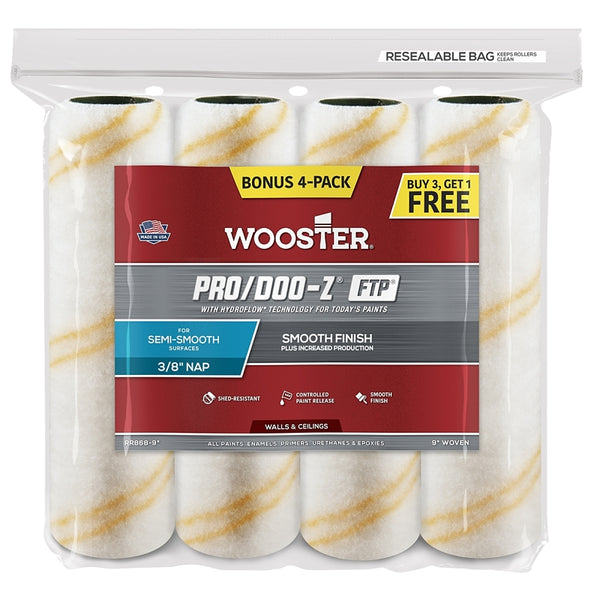 Wooster Roller Cvr 3/8X9" 4PK White RR868-9