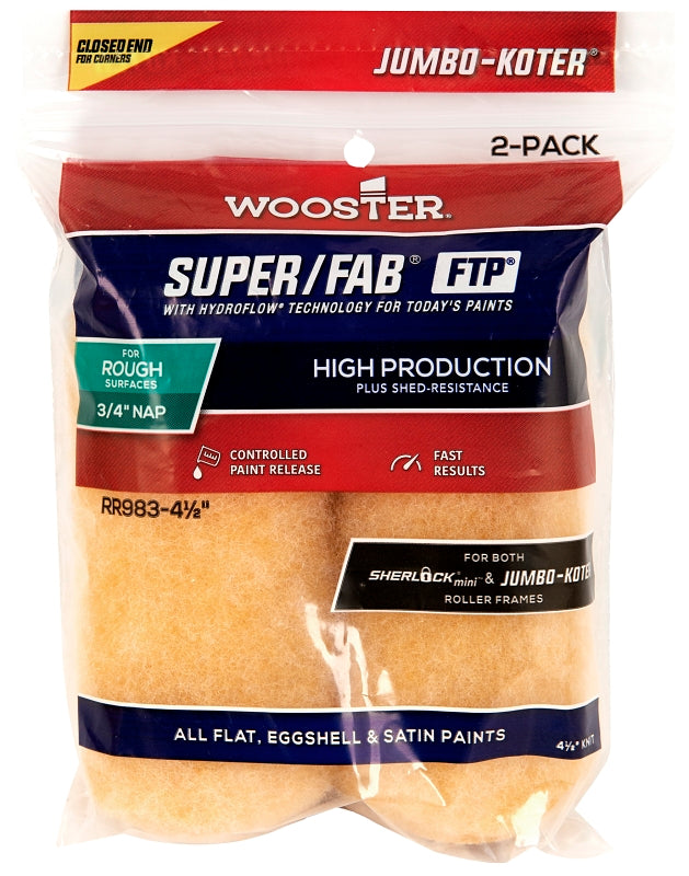 Wooster RR983-4 1/2 Jumbo-Koter Super/Fab FTP 3/4" Paint Rollers, No Size, Red
