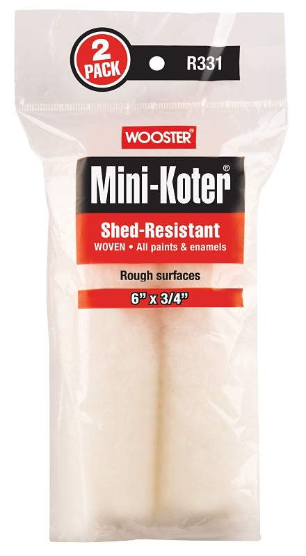 Wooster Brush R331-6 Mini-Koter Woven 3/4" 2-Pack Paint Rollers, Red