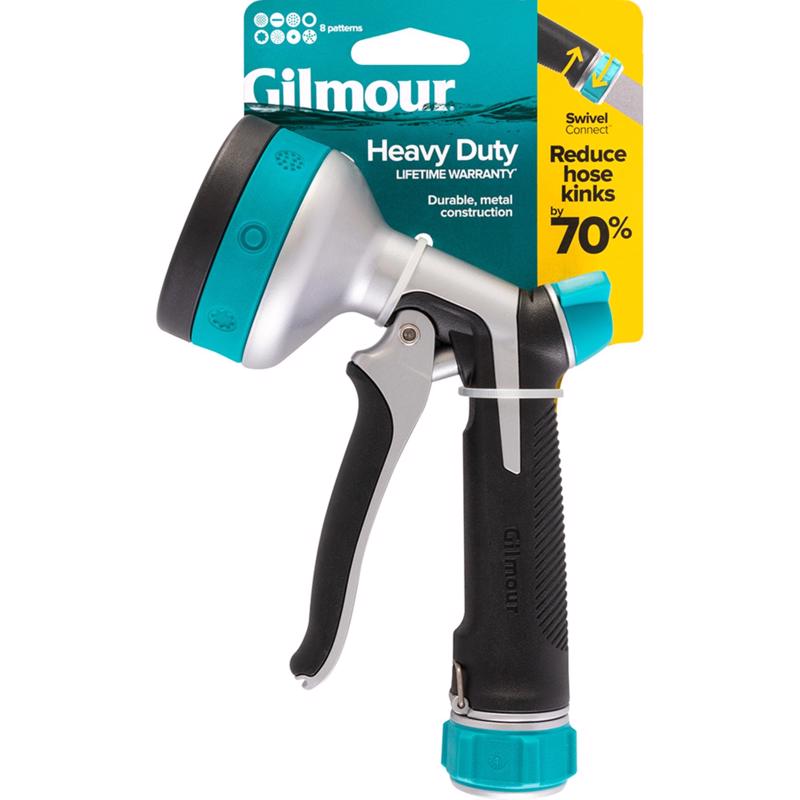 Gilmour 825702-1001 Swivel Connect Watering Nozzel, Front Trigger, Black/Aqua
