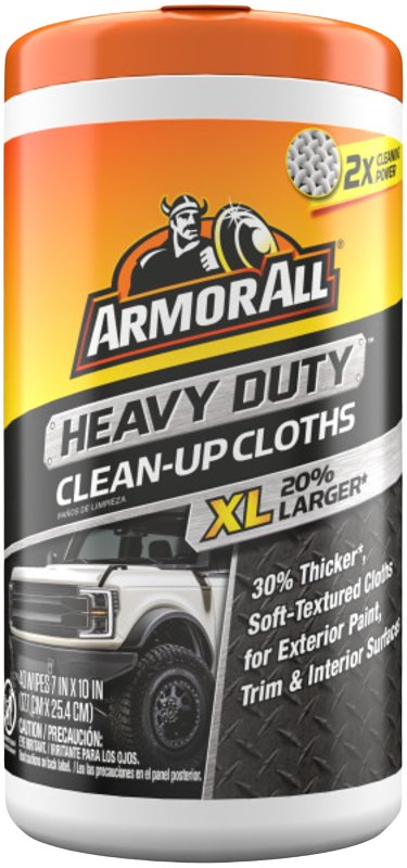 Armor All Heavy Duty Clean-Up Cloths, Extra Large Car Wipes, Great for Interior and Exterior Car Cleaning, 40 Count