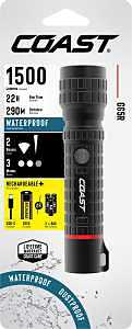 Coast G65R 1500 Lumen USB-C Rechargeable LED Flashlight with 3 Light Modes and Twist Focus, IP67 Waterproof