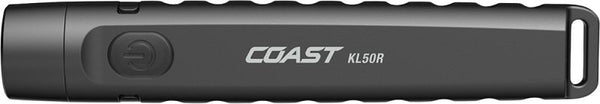Coast KL50R 400 Lumen USB-C Rechargeble LED Pocket Flashlight, Mini-Flood & Fixed, Hat-Clip, IP54 Water Resistant