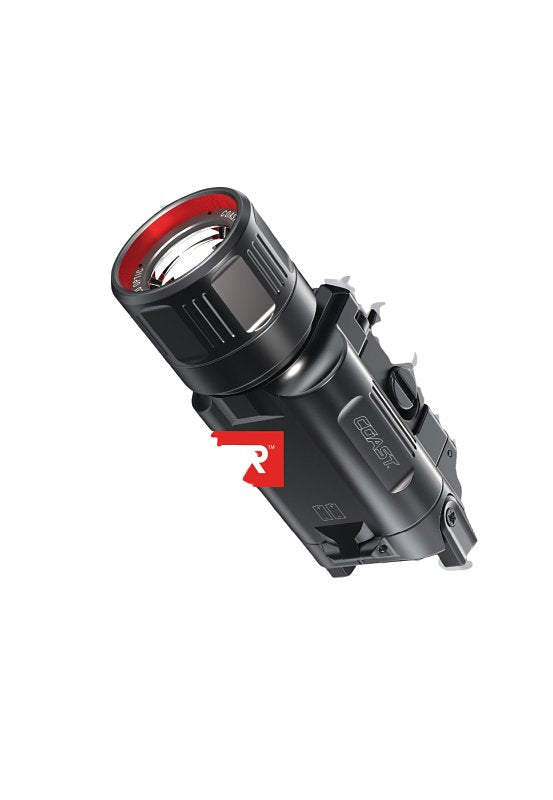 Coast PTX65R Two Beam 1000 Lumen USB-C Rechargeable LED Tactical Weapon Light with Tool-Free Universal/Picatinny Mounting System, and Spot & Flood Beams - IP54 Rating
