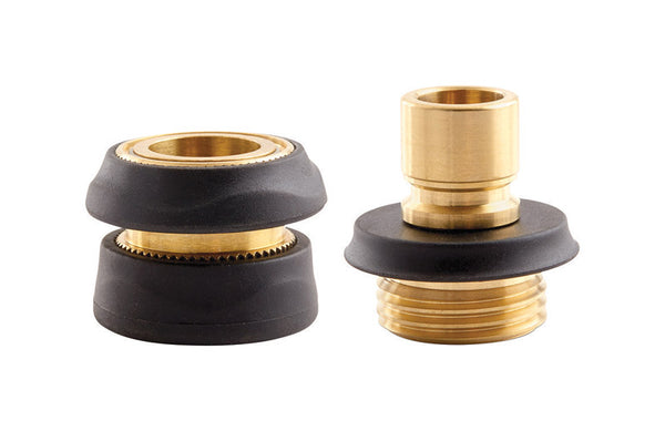 Fiskars Gilmour 809004-1002 9QC Brass Hose Quick Connector, 1 Set, Black 840204-1001