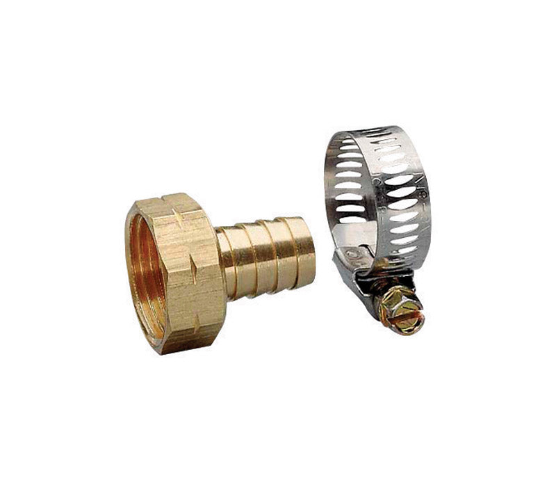 Nelson 50451 5/8-Inch Female Brass Hose Repair with Worm Gear Clamp