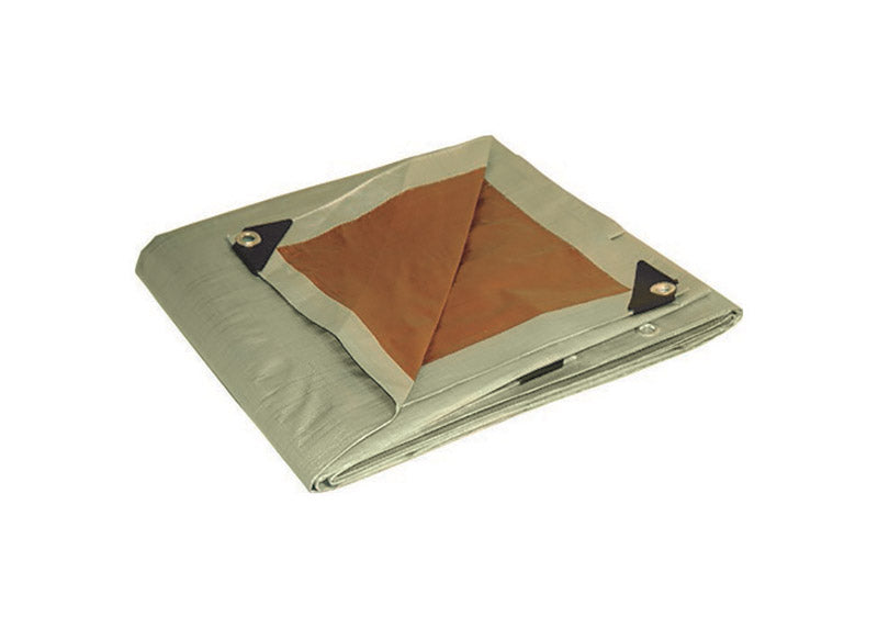 16' x 20' Foremost Tarp 21620 Silver/Brown Dry Top Silver Brown 10-Mil Heavy Duty Reversible Tarp