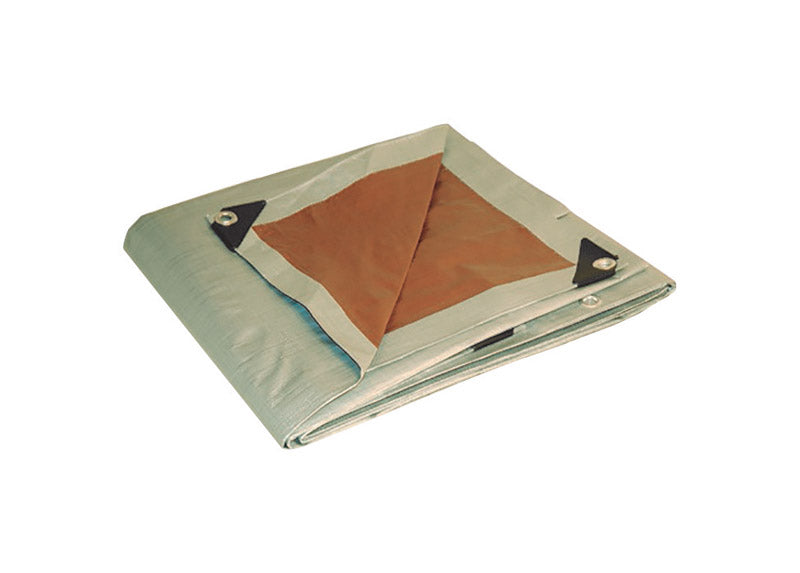 8' x 10' Foremost Tarp 20810 Silver/Brown Dry Top Silver Brown 10-Mil Heavy Duty Reversible Tarp
