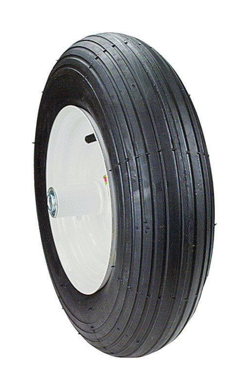 Maxpower 335260 8-Inch Wheelbarrow Wheel Assembly Rib Tread,Black
