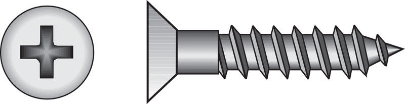 The Hillman Group 40156 12-Inch x 1-3/4-Inch Flat Head Phillips Wood Screw, 100-Pack, 1.75 inches, zinc