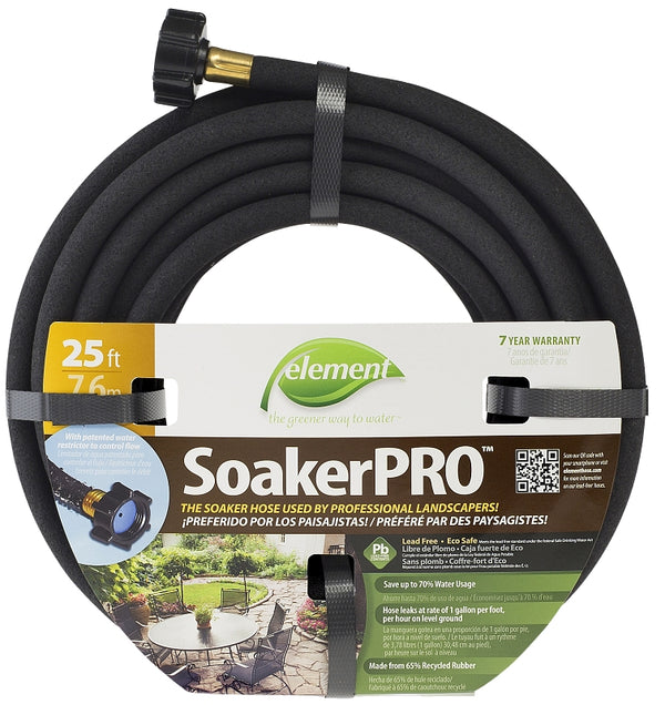 Colorite Element 3/8 in. Dia. x 25 ft. L Soaker Black PVC Hose ELSP38025