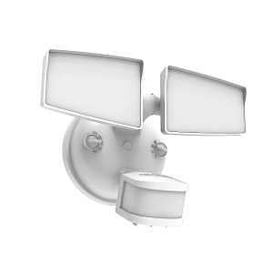 HALO Next Gen Hardwired LED Security Floodlight, 2 Head w/Motion Sensing, Dusk to Dawn, Adjustable Brightness - White