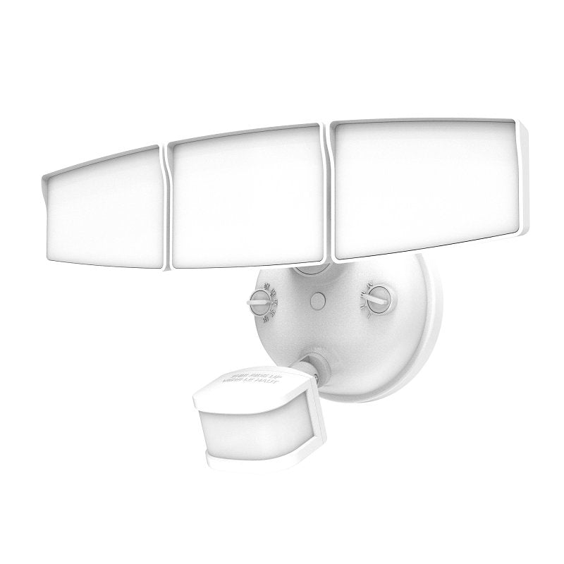 HALO Next Gen Hardwired LED Security Floodlight, 3 Head w/Motion Sensing, Dusk to Dawn, Adjustable Brightness - White