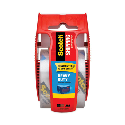3850 Heavy-Duty Packaging Tape With Dispenser, 1.5" Core, 1.88" X 66.66 Ft, Clear