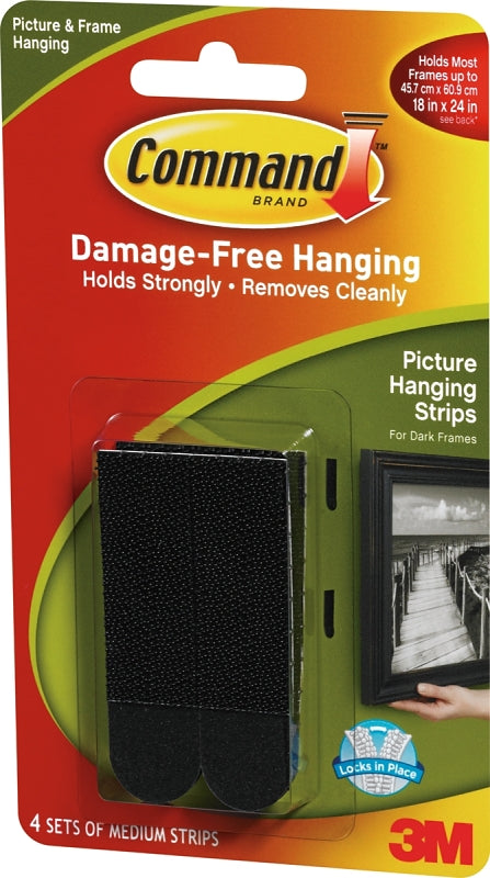 Command Black Picture Hanging Strips, 4 pairs (8 strips), Indoor Use, Medium (17201BLK-ES)
