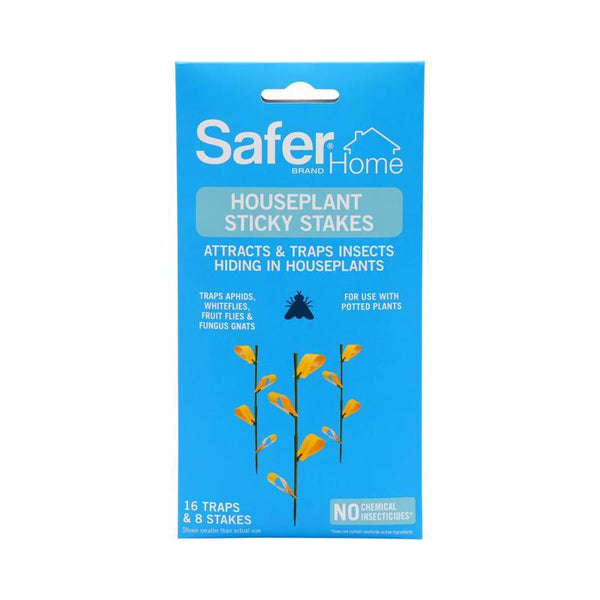 Safer Brand 5026 Houseplant Sticky Stake Insect Traps for Indoor Plants - Controls Fungus Gnats, Whiteflies, Midges, Thrips, Fruit Flies, and Black Flies - 1 Pack, 7 Traps SH5026