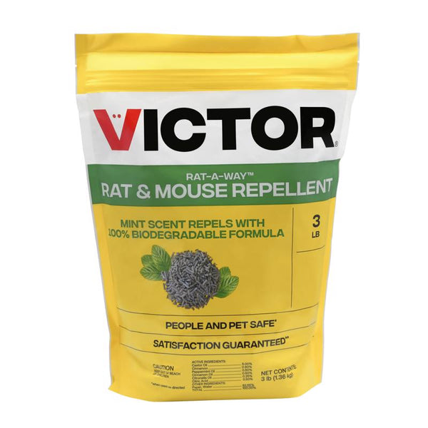 Victor Rat-A-Way Rat & Mouse Repellent - Repel Rodents Outdoors with Essential Oils - Biodegradable Pellets - Natural, Non-Toxic & Poison-Free Rodent Repeller for Rats and Mice - M807 - 3 lb Bag