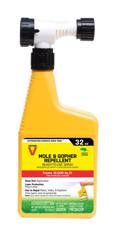 Victor Mole & Gopher Repellent Ready-to Use Spray - M8002-32 fl oz Bottle Covers up to 10,000 Sq Ft - Repel Moles and Gophers - Hose-End Spray