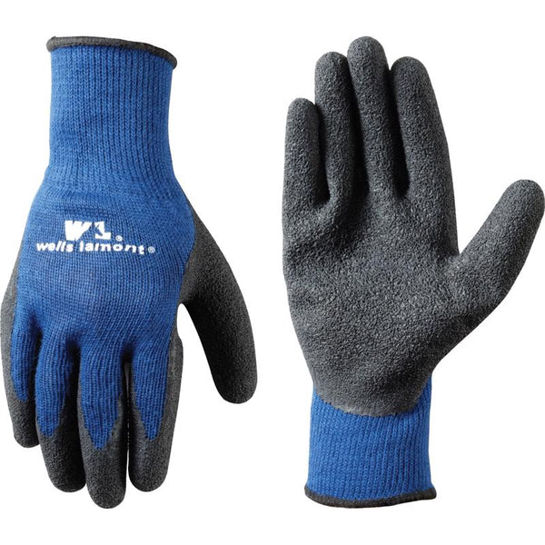 Men's Coated Grip Work Gloves with Latex Coating, Extra Large (Wells Lamont 524), Black on Blue 524XL