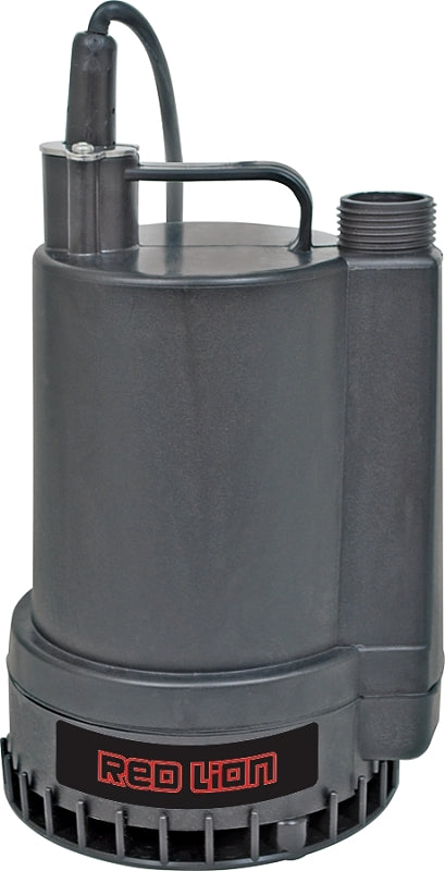 Red Lion RL-MP16 115 Volt, 1/6 HP, 1300 GPH Manual Thermoplastic Submersible Utility Pump, 8-Ft. Cord, Black, 14942731