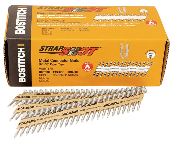 Bostitch StrapShot 35 deg. 11 Ga. Smooth Shank Straight Strip Metal Connector Nails 1-1/2 in. L x 0.13 in. Dia. PT-MC13115G-1M