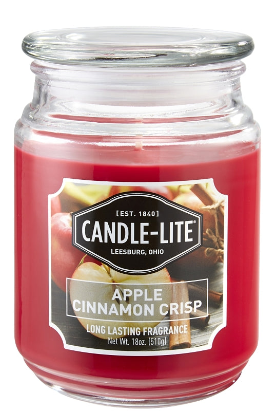 Candle-Lite Apple Cinnamon Crisp Jar Candle, 18 oz, Red 3297021