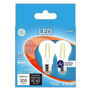 LED Ceilng Fan Light Bulbs, Daylight, Clear, 300 Lumens, 3.5-Watts, 2-Pk.