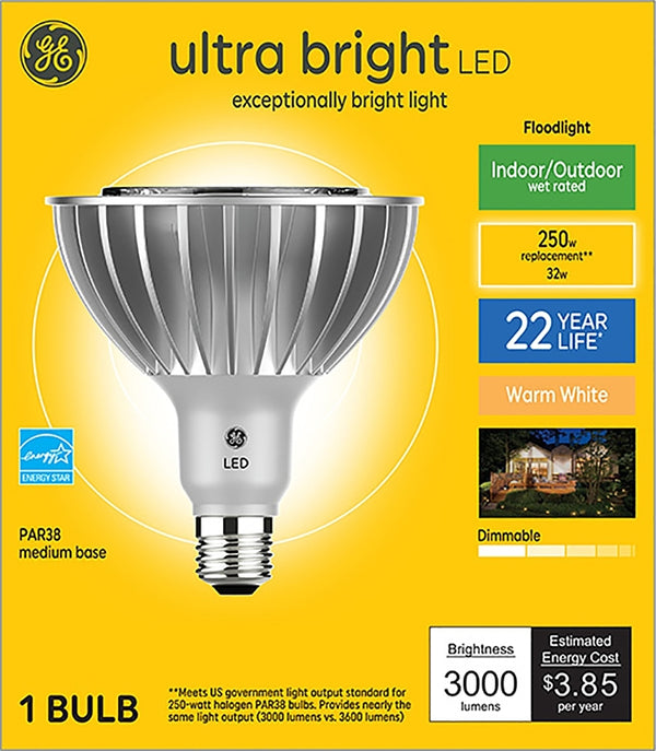 Ge LED PAR38 E26 Ww 250W Flood/Spotlight 93103131/37667