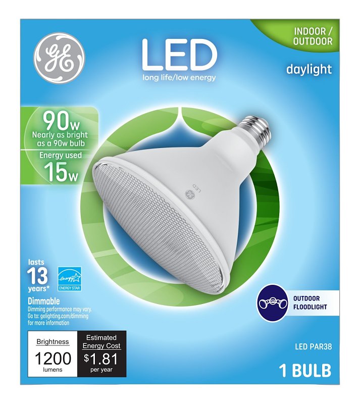 GE PAR38 Outdoor LED Floodlight, 15W, 1200 Lumens, Daylight White