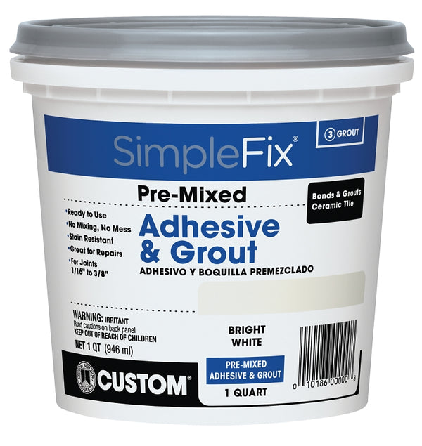 Custom Simplefix TAGWQT 1 Quart Bright White Pre-Mixed Adhesive & Grout