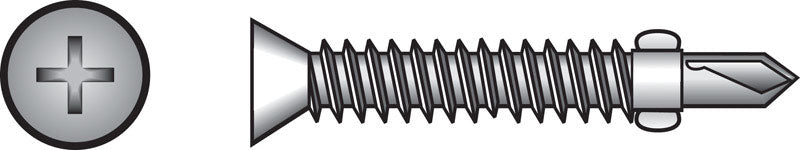 The Hillman Group 560673 1/4-Inch x 2-3/4 Flat Head Phillips Self Drilling Screws with Wings, 100-Pack, No Size, zinc
