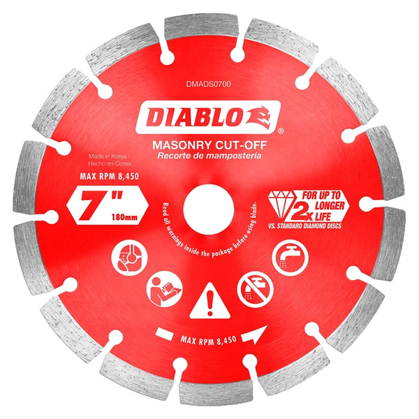 Freud Diablo DMADS0700 7 in. Diamond Segmented Cut-Off Discs for Masonry