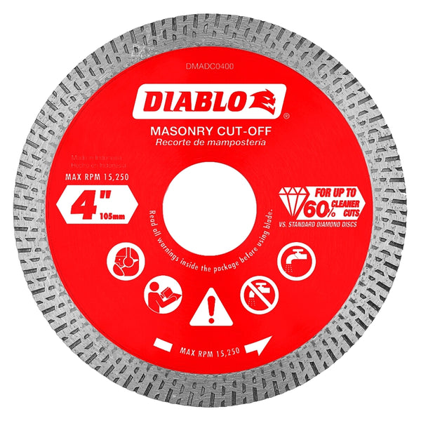 Diablo by Freud DMADC0400 4 in. Diamond Continuous Rim Cut-Off Discs for Masonry