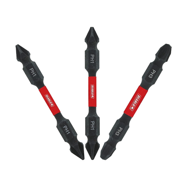 Freud Diablo 2-3/8 in. Double-Ended Phillips Drive Bit Assorted Pack (3-Piece) DDEPHV25-S3