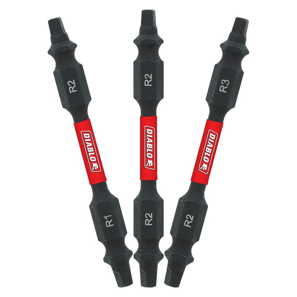 Freud Diablo 2-1/2 in. Double-Ended Square Drive Bit Assorted Pack (3-Piece) DDESQV25-S3