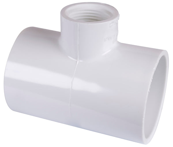 Ipex Lasco 402249bc PVC Pipe Reducing Tee, 2 Inch X 1 Inch Run, White
