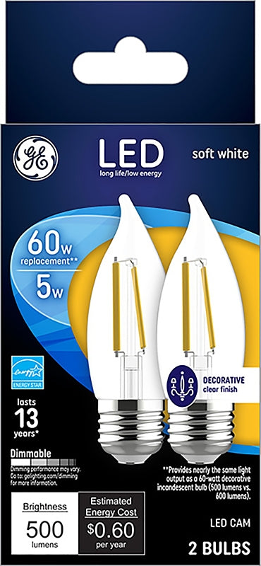 GE, Light Bulbs Led 5.5W-60W Cam Clear 2 Pack 93129343
