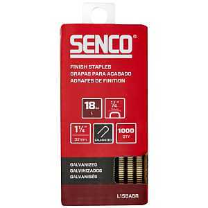 SENCO L15BABR 1-1/4" 18 Gauge 1/4" Crown Finish Staples, Galvanized Finish 1,000 Count Pack