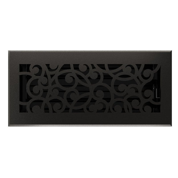 Imperial RG3374 Cast Iron Wonderland Decorative Floor Register, 4 x 10-Inch, Matte Black