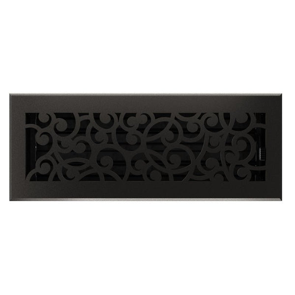 Imperial RG3375 Cast Iron Wonderland Decorative Floor Register, 4 x 12-Inch, Matte Black