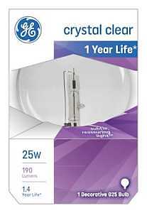 GE Lighting 12983 25-Watt G25 Globe Light Bulb, Crystal Clear