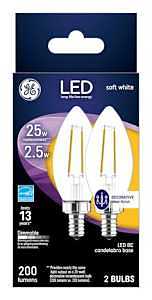 G E LIGHTING 22560 2.5W BC Bulb (2 Pack)
