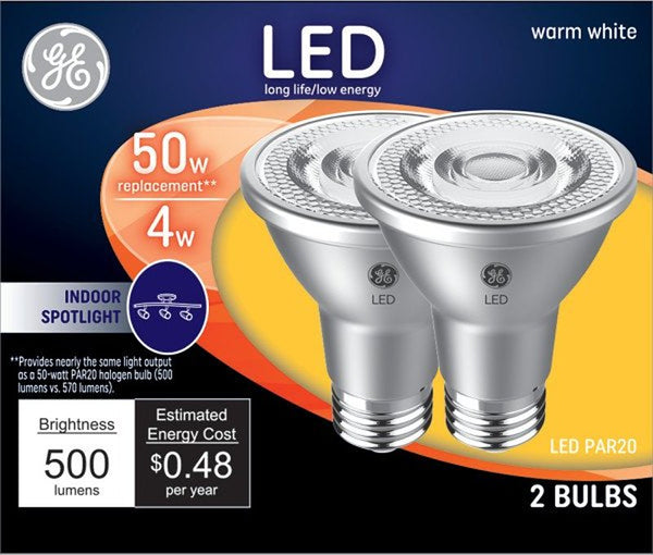 GE Lighting 93116055 LED Directional Light Bulb, R20, Warm White, Clear Bulb, 500 Lumens, 7-Watt, 2-Pk. - Quantity 1 93131743