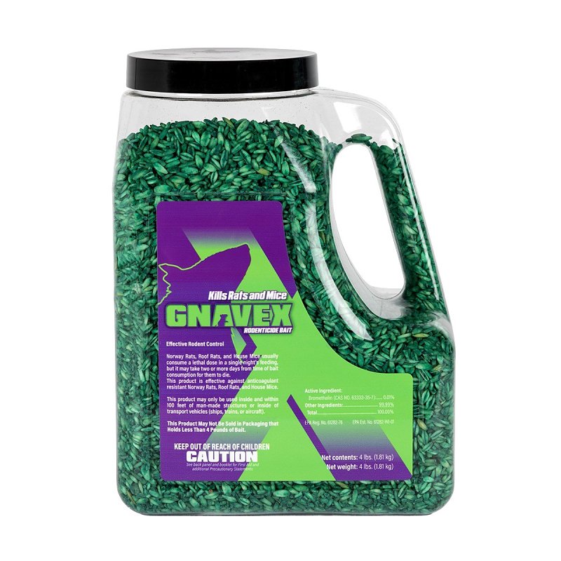 Gnavex Rodenticide Bait for Effective Rodent Control, Contains Bromethalin, 4 lb Jug