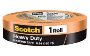 Scotch Heavy Duty Painter's Tape, 0.94 in x 60.1 yd, for Use On Vinyl, Carpet, Metal, & Plastic, Indoor & Outdoor Masking Tape, Bonds Aggressively, 3-Day Clean Removal, 1 Roll (2020+-24AP)
