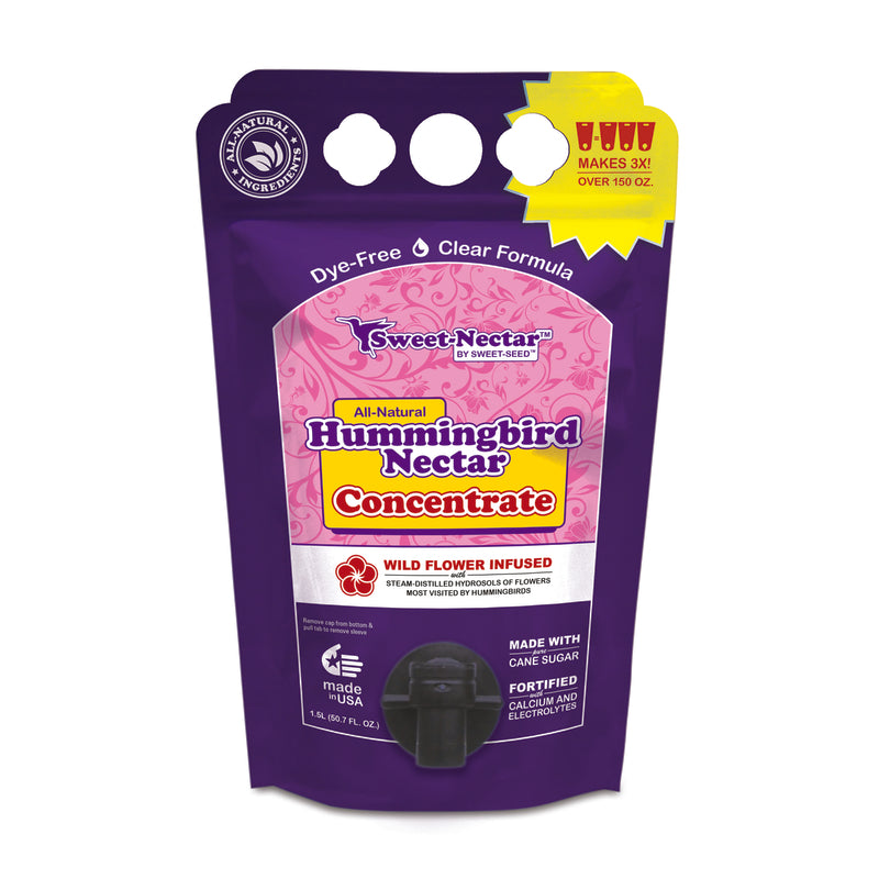 sweet-seed Hummingbird Nectar, Concentrate - Makes 3X The Volume- 1.5 L (50.7 oz) - Extends The Life of Nectar for Hummingbird Feeders