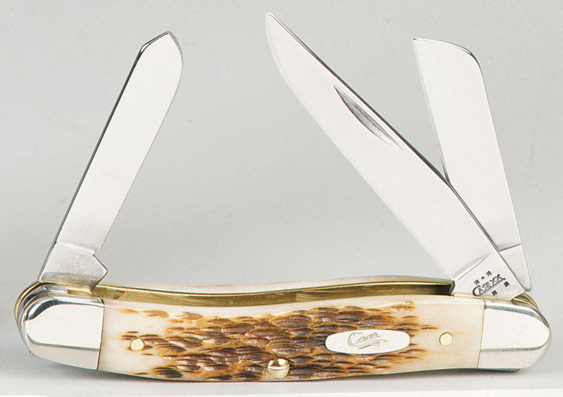 Case Medium Amber Bone SS Stockman Pocket Knife